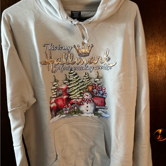 Hanes Cream Hallmark Movie Watching Sweater - Picture 1 of 4